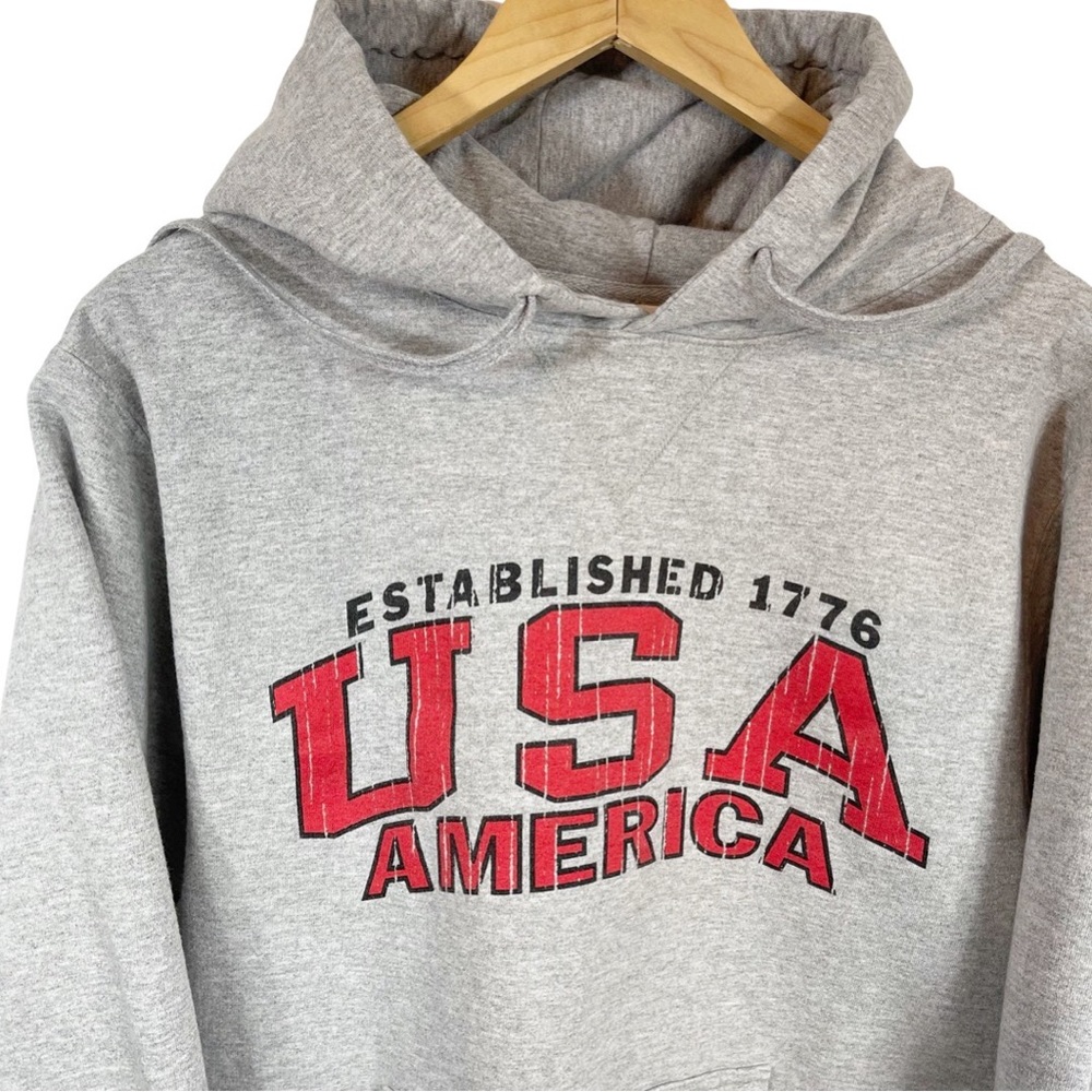 Disney 2007 Independence Day USA Drawstring Hoodie S Gray Kangaroo Pocket - Picture 2 of 7